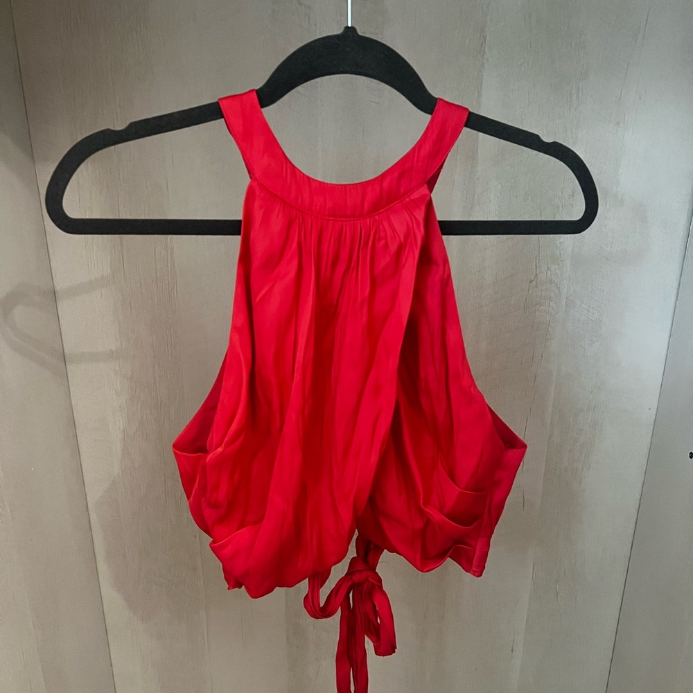 Hot pink - crop top. Open back with tie